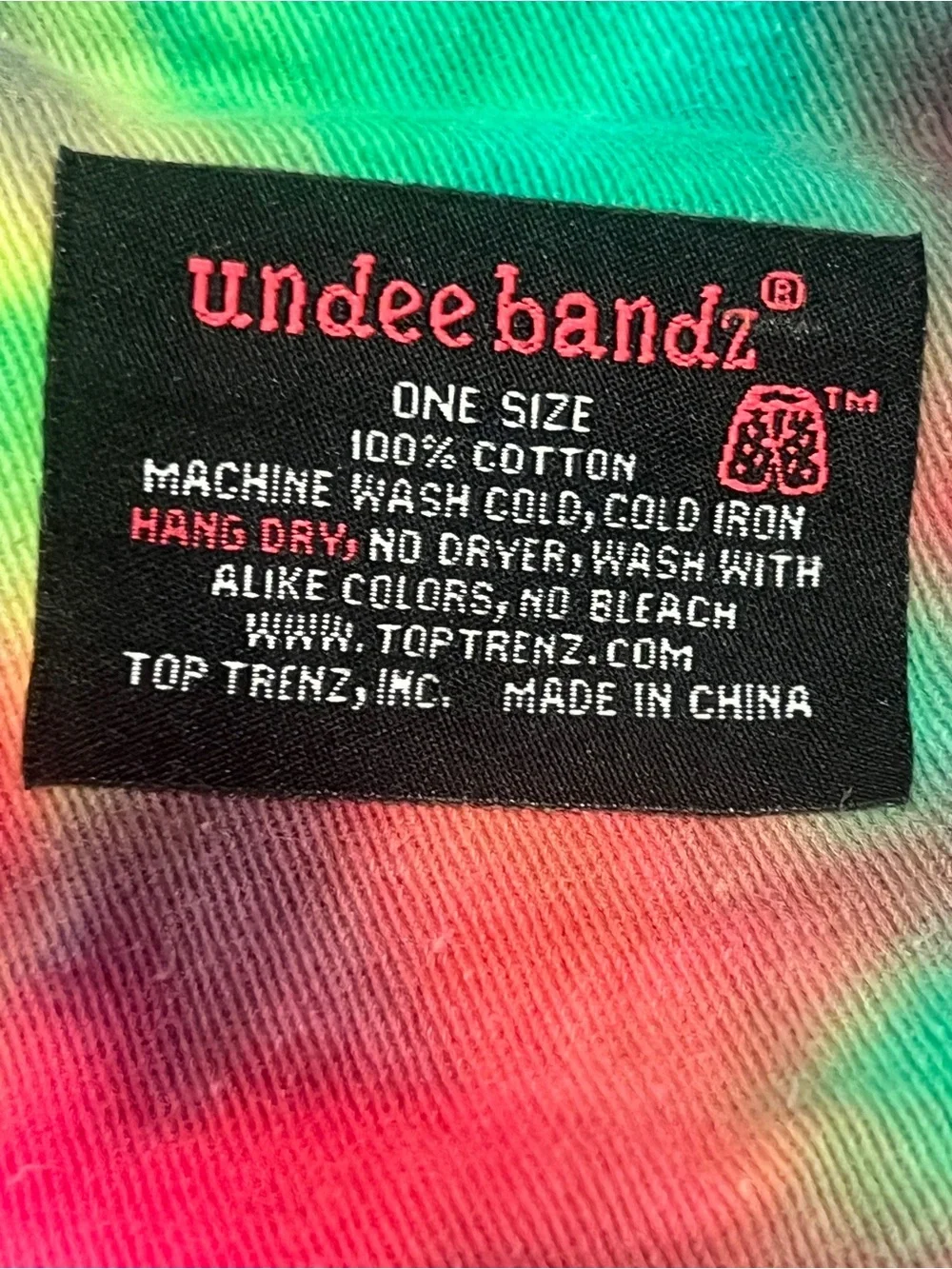 Undee Bandz Drawstring Backpack Tie Dyed with Multicolor Grommets Peace Symbol